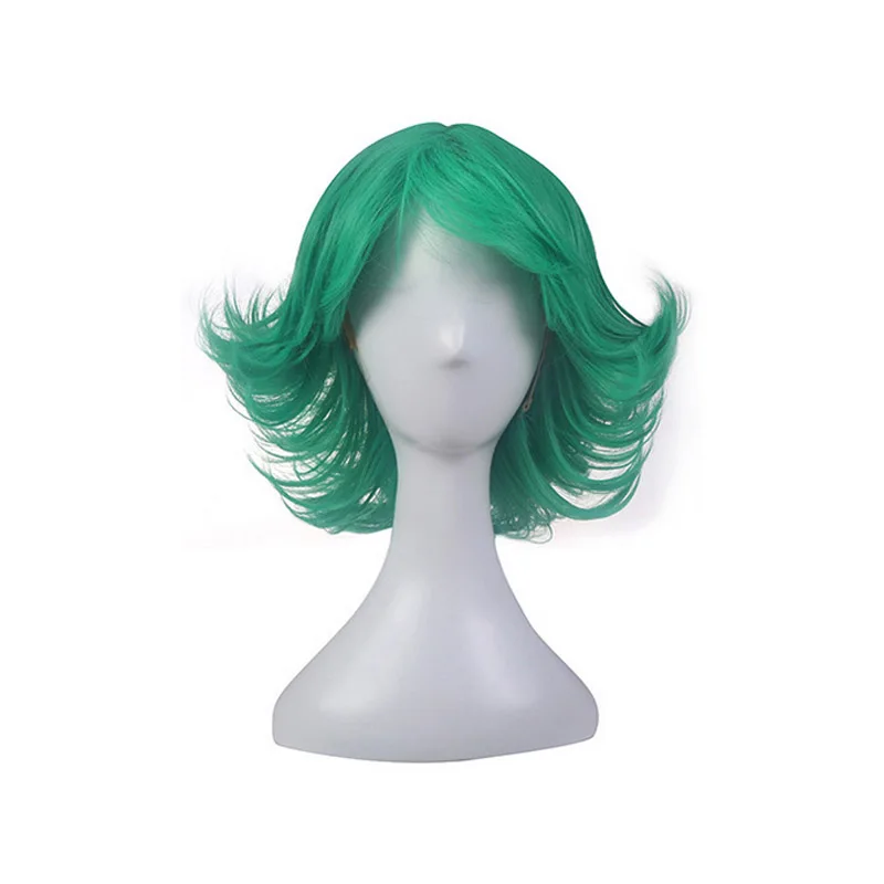 Coshome One Punch Man Tatsumaki Cosplay Costumes Green Wigs Girls Black Gothic Dress Halloween Party Costumes For Women (3)