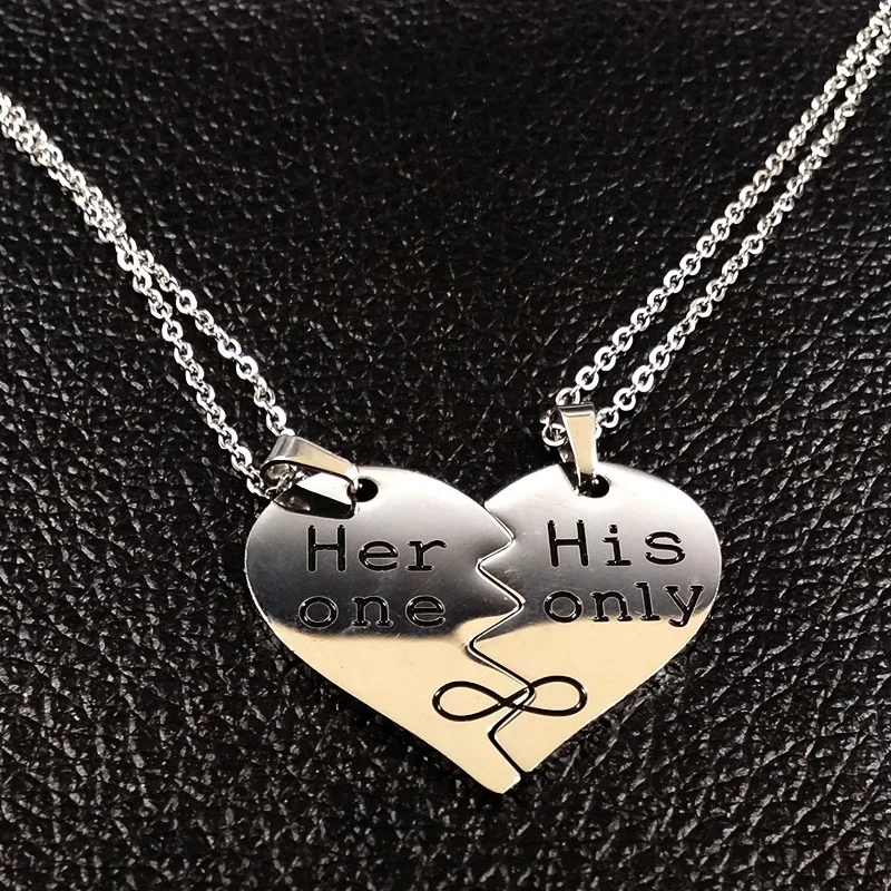 2021 модные ожерелья из нержавеющей стали с надписью Her one His only для пары серебряное