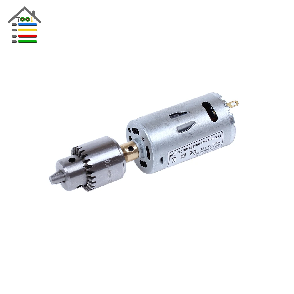 New Mini DC 3-12V Electric Motor PCB Hand Drill Press Drilling Compact Set with 10PC 0.5-3mm Twist Bits and 0.3-4mm JTO Chucks new dc 24v 10000rpm 775 motor double ball bearings mini pcb hand drill press drill chuck 0 3 4mm jto miniature electric drill