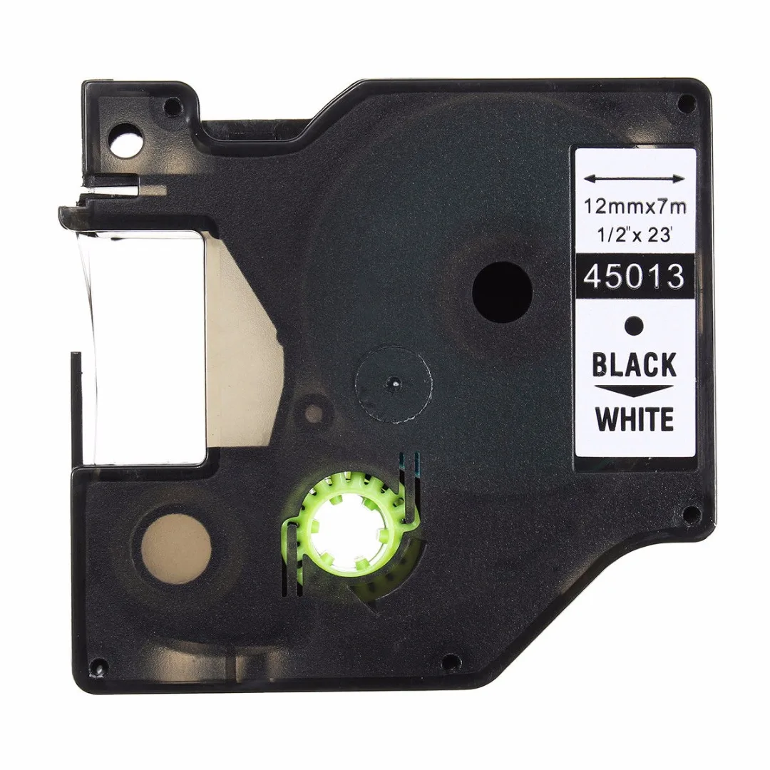 1pc New 45013 Black on White Tape Cartridge 12mm For DYMO D1 Label Tape Cassette 2mmx7m