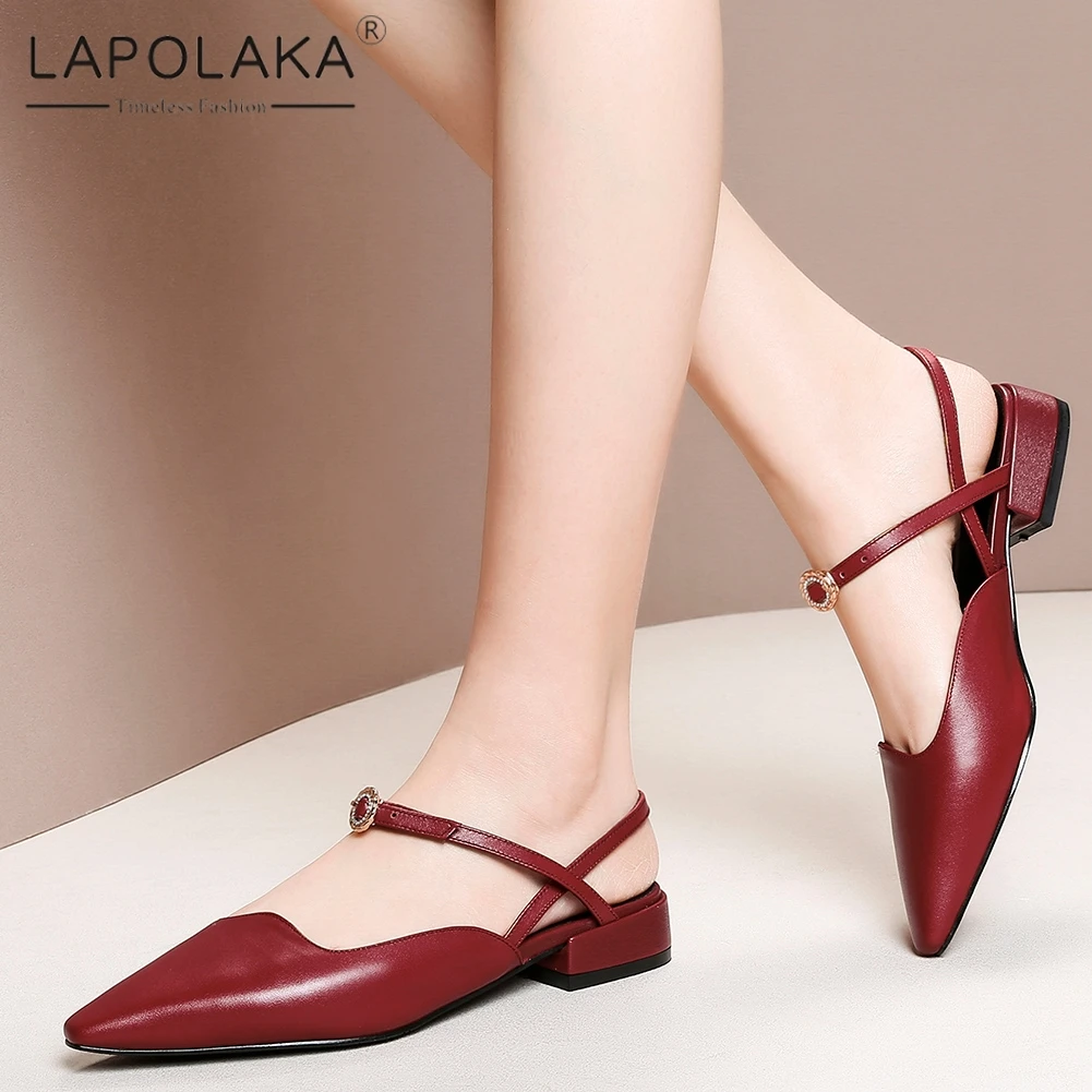 

Lapolaka 2019 Large Size 33-43 Genuine Cow Leather Chunky Heels Casual Shoes Woman Sandals Buckle Elegant Sandals Womam Shoes