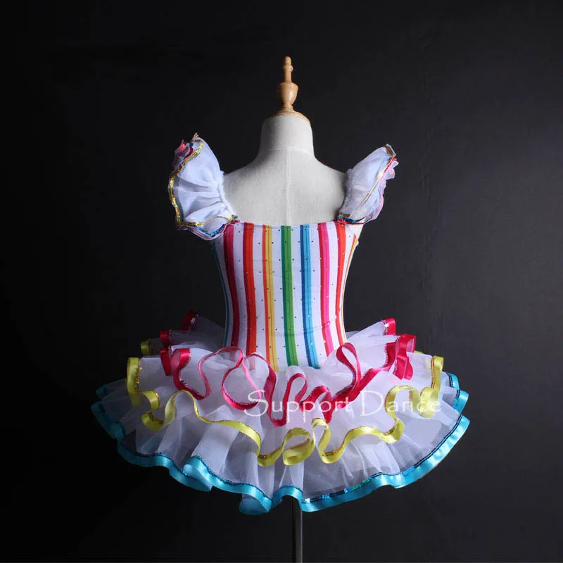 Support Dance New Arrival Girls Colorful Striped Professional Ballet Tutu Dress Kids Shiny Dance Costume DB126 Support Dance New Arrival Girls Colorful Striped Professional Ballet Tutu Dress Kids Shiny Dance Costume DB126