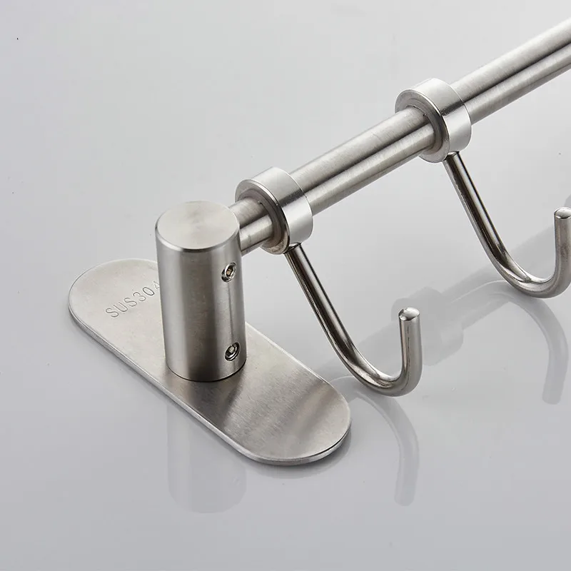  Kitchen Wall Mounted Rail Rack with Hanging Hooks Stainless Steel Kitchen Towel Rack Storage Organi - 32869431000