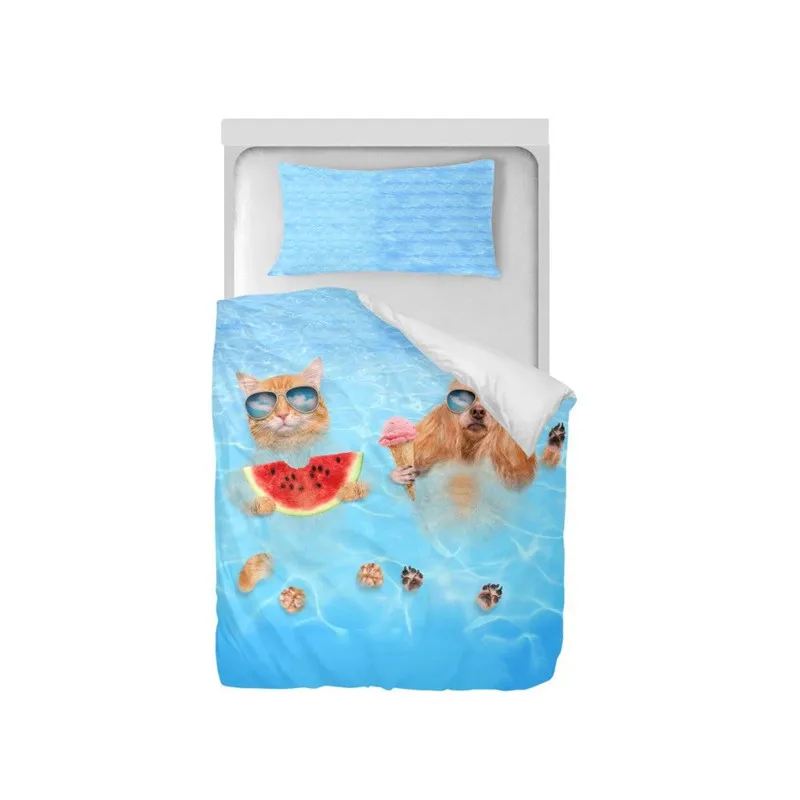 طقم سرير الأزياء بارد الحيوان الذئب 3D الطباعة أغطية لحاف واحد التوأم حجم ديكور غرفة نوم في سن المراهقة الأطفال طقم سرير 2 قطعة