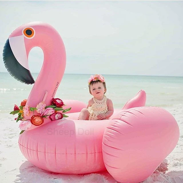 150CM Water Party Giant Bioa Flamingo Tube Pool Toy Float Inflatable Pink Cute Ride-On Pool Swim Ring For Holiday Fun