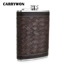 CARRYWON Alcohol Frasco 9 oz Personalizado Patrón de Rejilla de LA PU de Cuero Mini Acero Inoxidable Petaca Petaca Campamento Portátil Al Aire Libre