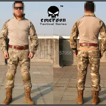 Emerson Gen2 боевой единый набор рубашка в армейском стиле и брюки для девочек с наколенники и налокотники для a-tacs Camo EM6912