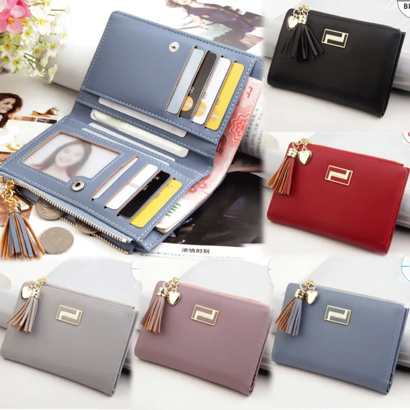 

omen Wallets Small Fashion Brand Leather Purse Women Ladies Card Bag For Women 2018 Clutch Women Female Purse Money Clip Wallet
