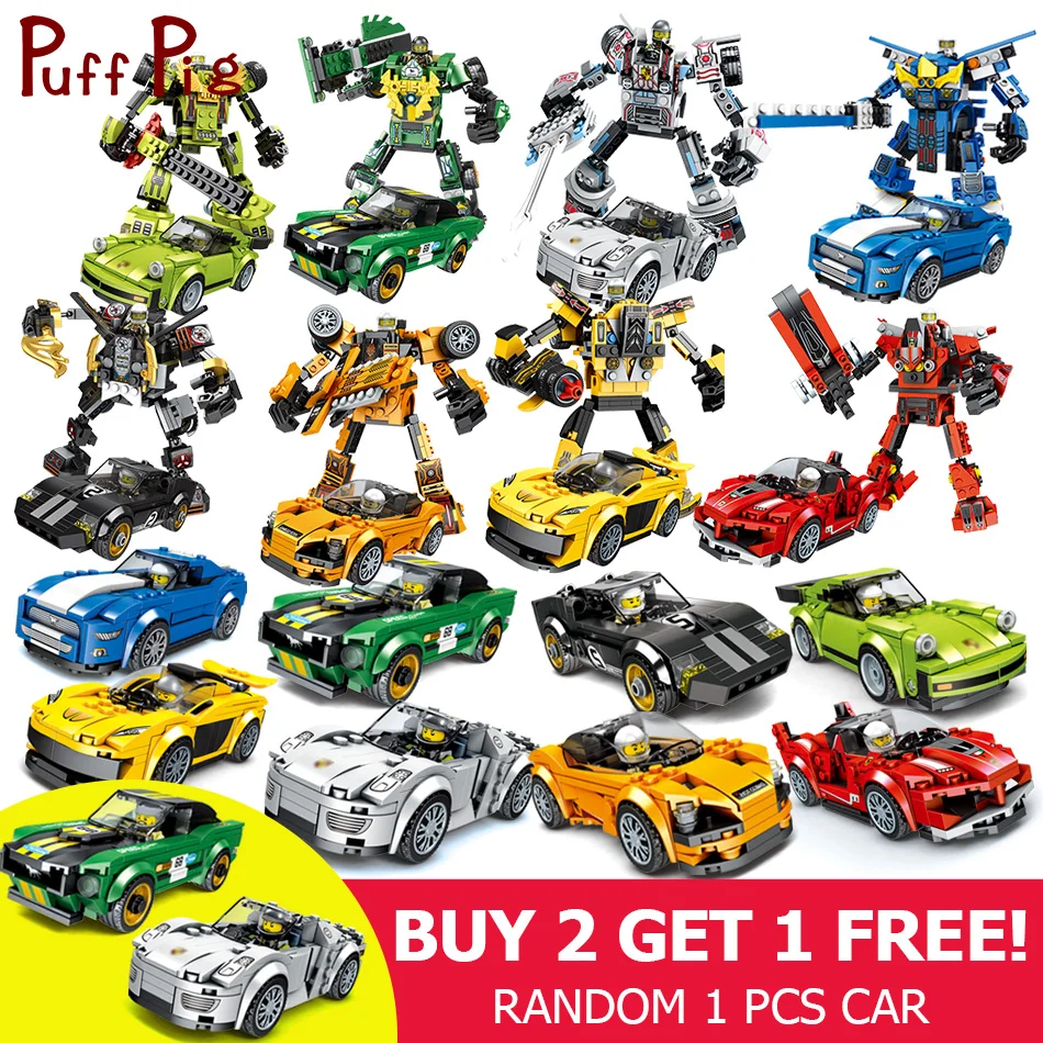 

Technic Racing Car 2in1 Transform Robot Building Blocks Racer Figures Jouet Brinquedo City Bricks Educational Toys For Kids