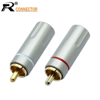 

10Pcs/5Pairs Gold Plated RCA Connector RCA male plug adapter Video/Audio Wire Connector Support 6mm Cable white&red super fast