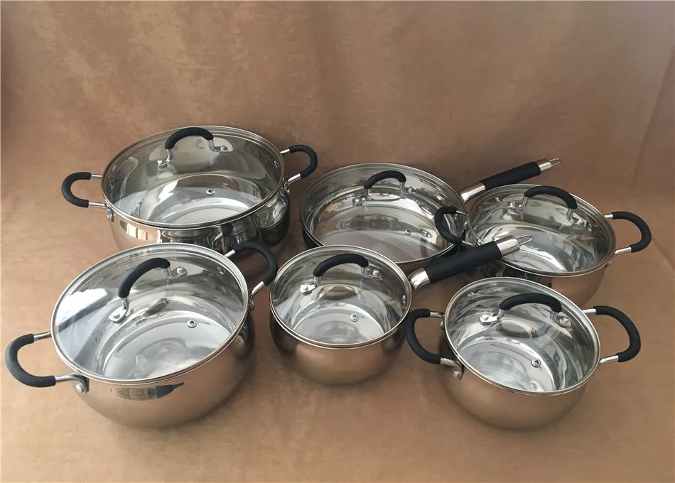 

APFEL-Shape 12PCS of S.S 18/10 High Quality Stainless Steel Cookware Set Multi-functional Pot Cooking Tools