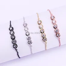 10 шт. микро проложить Фианит, циркон, Кристалл Разъем браслеты регулируемые ювелирные изделия для женщин или девочек подарок