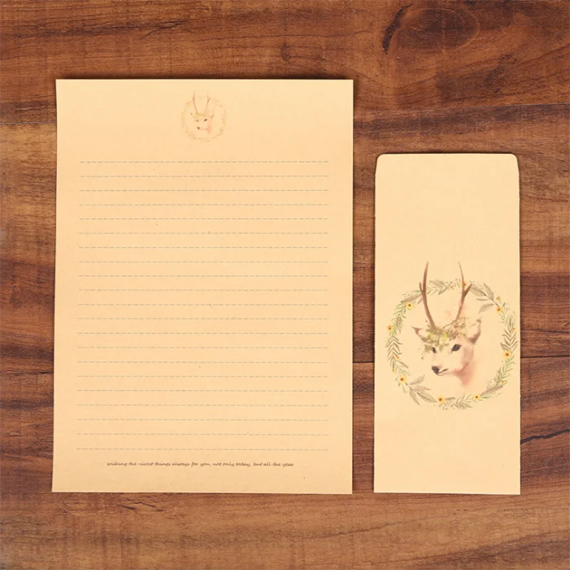Конверт олень сделай сам Ретро-конверты крафт-бумага карта поставщик офисные принадлежности 10 конвертов 10 буквенная бумага - Цвет: Wreath deer