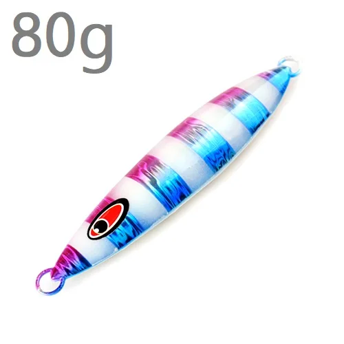 3D eyes 1 шт. 80 г-250 г Лазерная задняя светящаяся металлическая приманка-джиг, ложка, нож с блестками, искусственная жесткая приманка для морской рыбалки - Цвет: 80g-006