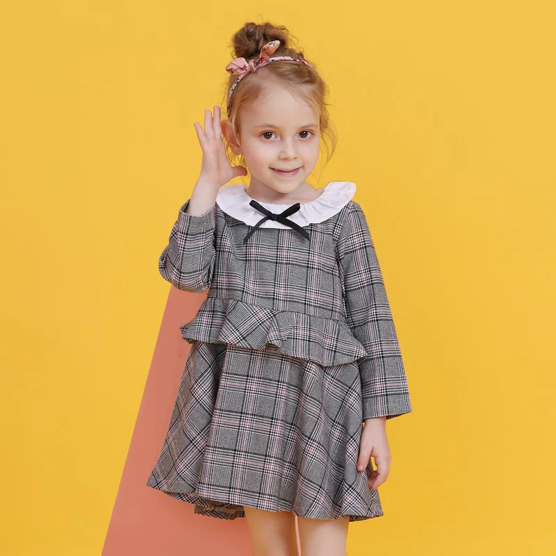 

Girl Plaid Dresses Autumn Kids Cotton Dress Long Sleeve Girl Princess Dress Fashion Girls Clothing Baby Clothes