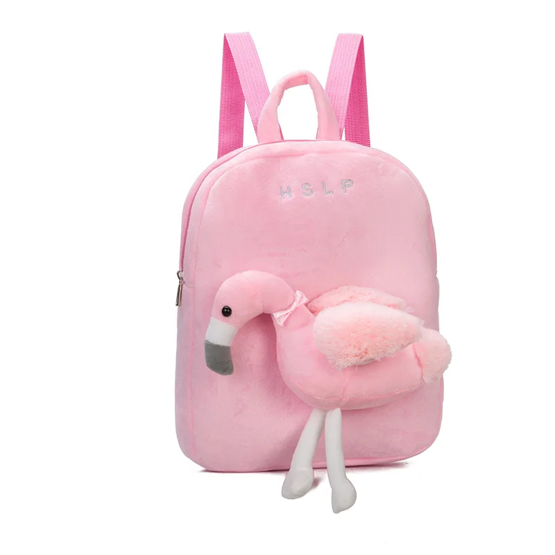 Милый Детский плюшевый рюкзак игрушка Фламинго мини школьная сумка Детские подарки детский сад мальчик девочка ребенок студенческие сумки - Цвет: Flamingo