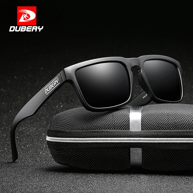 

DUBERY Polarized Men's Sunglasses Mirror Sun Glasses For Men Women Square Retro Brand Luxury Designer Zipper Box 710