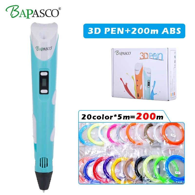 

3D Pen Model 3 D Printer Drawing Magic Printing Pens With 100/200M Plastic ABS Filament School Supplies For Kid Birthday Gifts