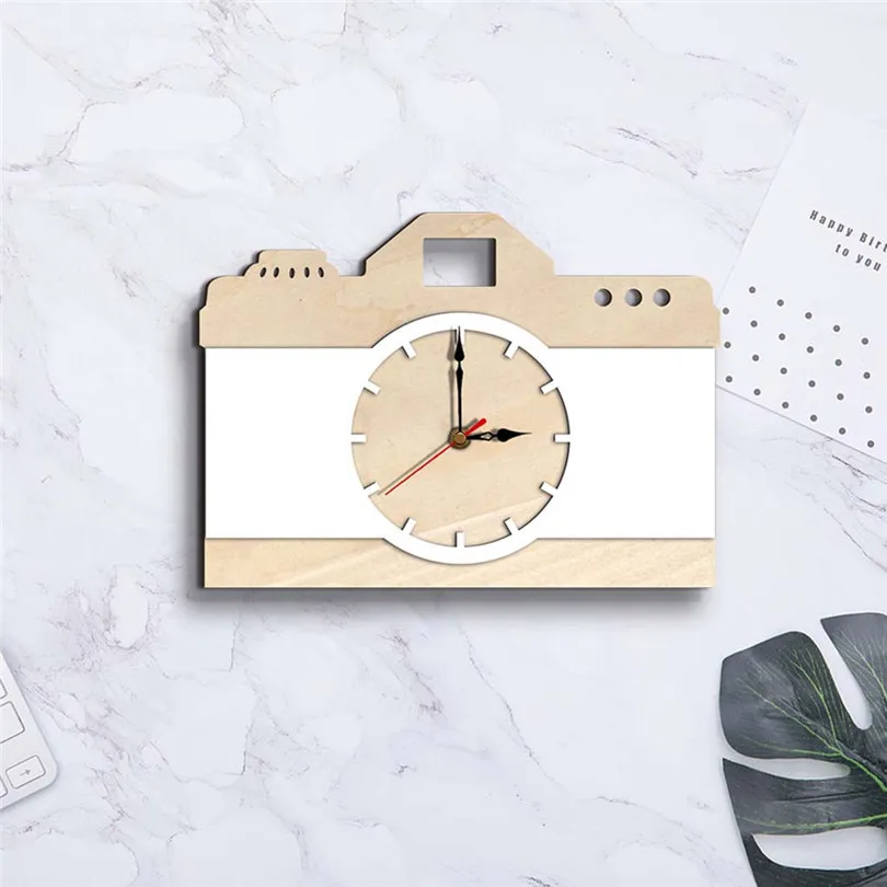 

Creative Camera Wooden Wall Clock Nordic Style Hedgehog Wall Clock Silent Wooden Clock for Home Living Room reloj de pared #4JY1