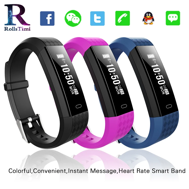 

RollsTimi Simple Smart Wristband Bluetooth Smart Bracelet Heart Rate Monitor Colorful Fitness Tracker Waterproof Smart Watch Men