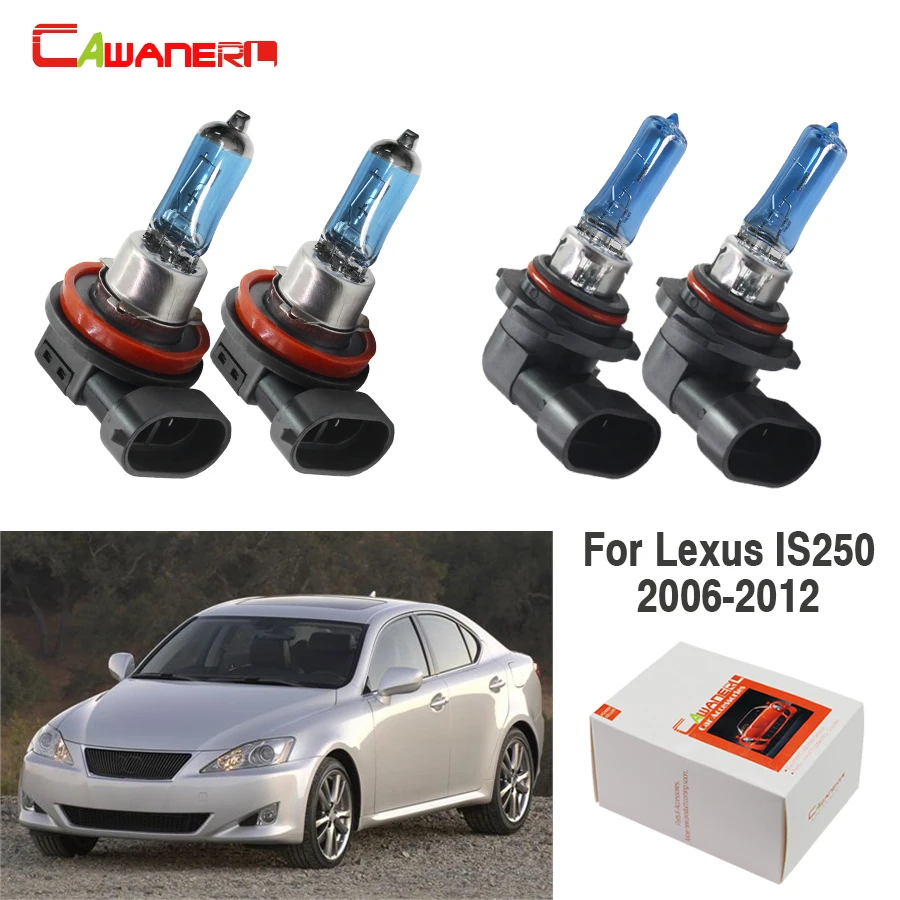 

Cawanerl 2 Pair 100W Car Accessories Halogen Bulb Headlight Light High Low Beam 12V For Lexus IS250 4-Door 2.5L 2006-2012
