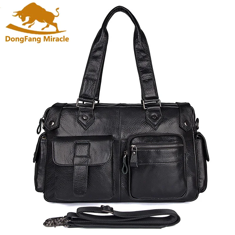 

Genuine Leather Man Vintage Briefcase High Quality Business Shoulder Bag Casual Travel Handbag Luxury Brand Laptop Bag