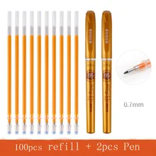 Ruixiang 100 pc золотой цвет сандалового дерева запах Заправка для гелевой ручки 0,7 мм 2 золотые ручки Большой волум буддизь письменная ручка вместо гелевая ручка повторная заливка
