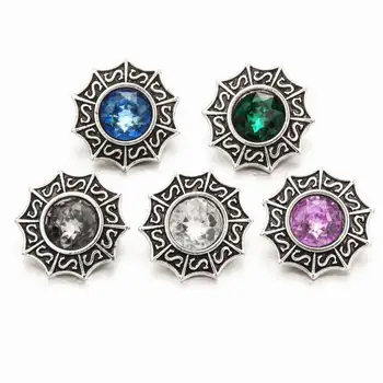 

Anti-Silver Metal Crystal Charms 18mm Rhinestone Snap Buttons For DIY Findings Charms Bracelet 18mm Snaps Jewelry EBT134