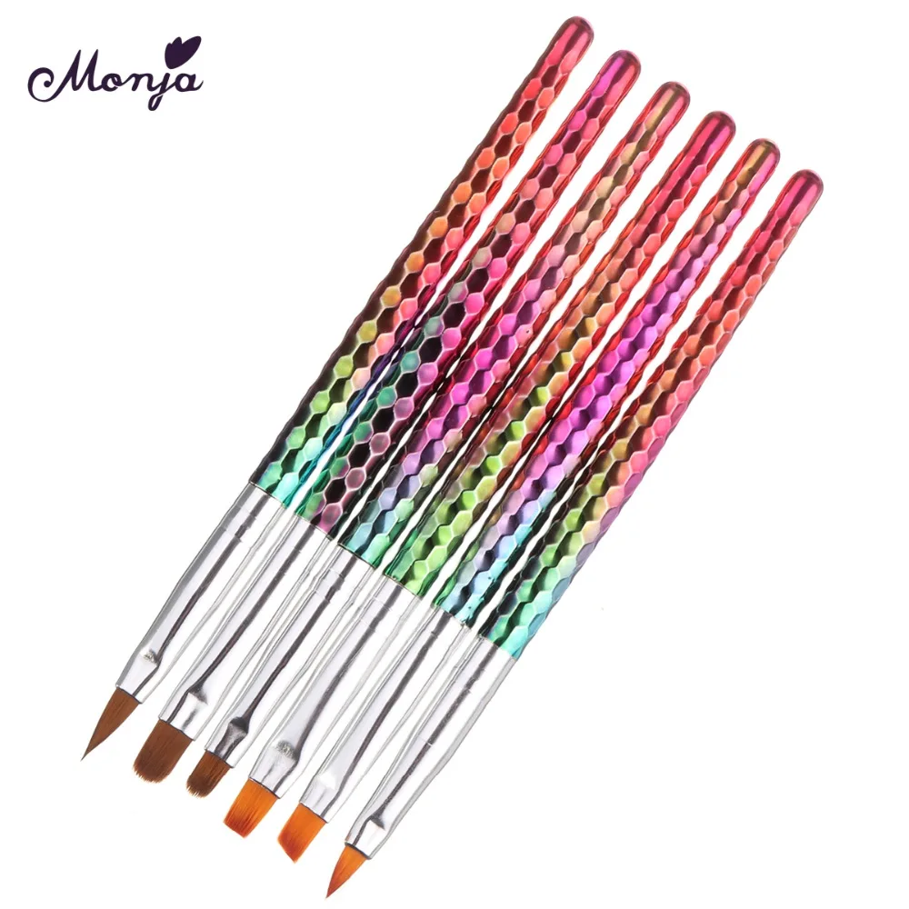 

Monja 6 style Mermaid Honeycomb Handle Nail Art Acrylic UV Gel Extension Brush Flower Design Drawing Painting Pen