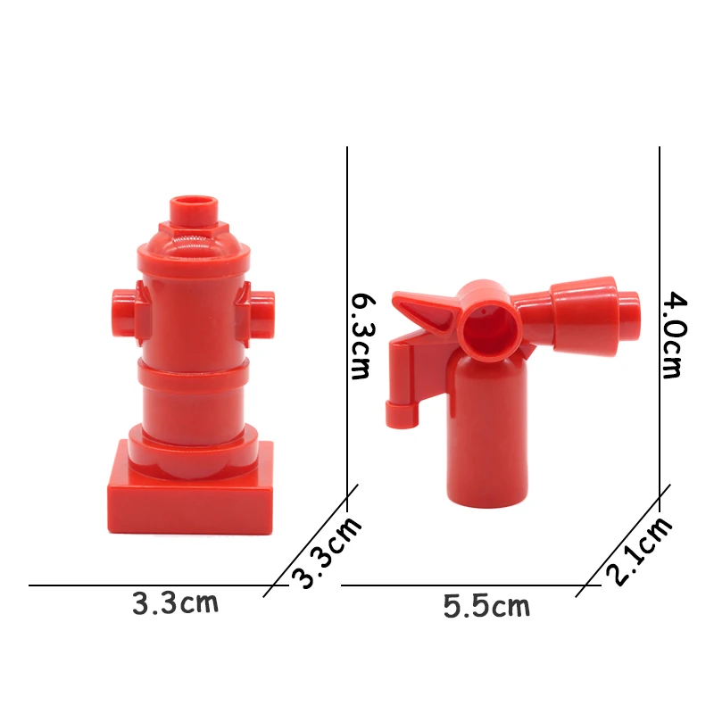 Фрукты овощи сотовый телефон зонтик трава дерево пожарный гидрант Кактус Цветок Набор кирпич большие частицы строительные блоки аксессуары игрушки - Цвет: Extinguisher