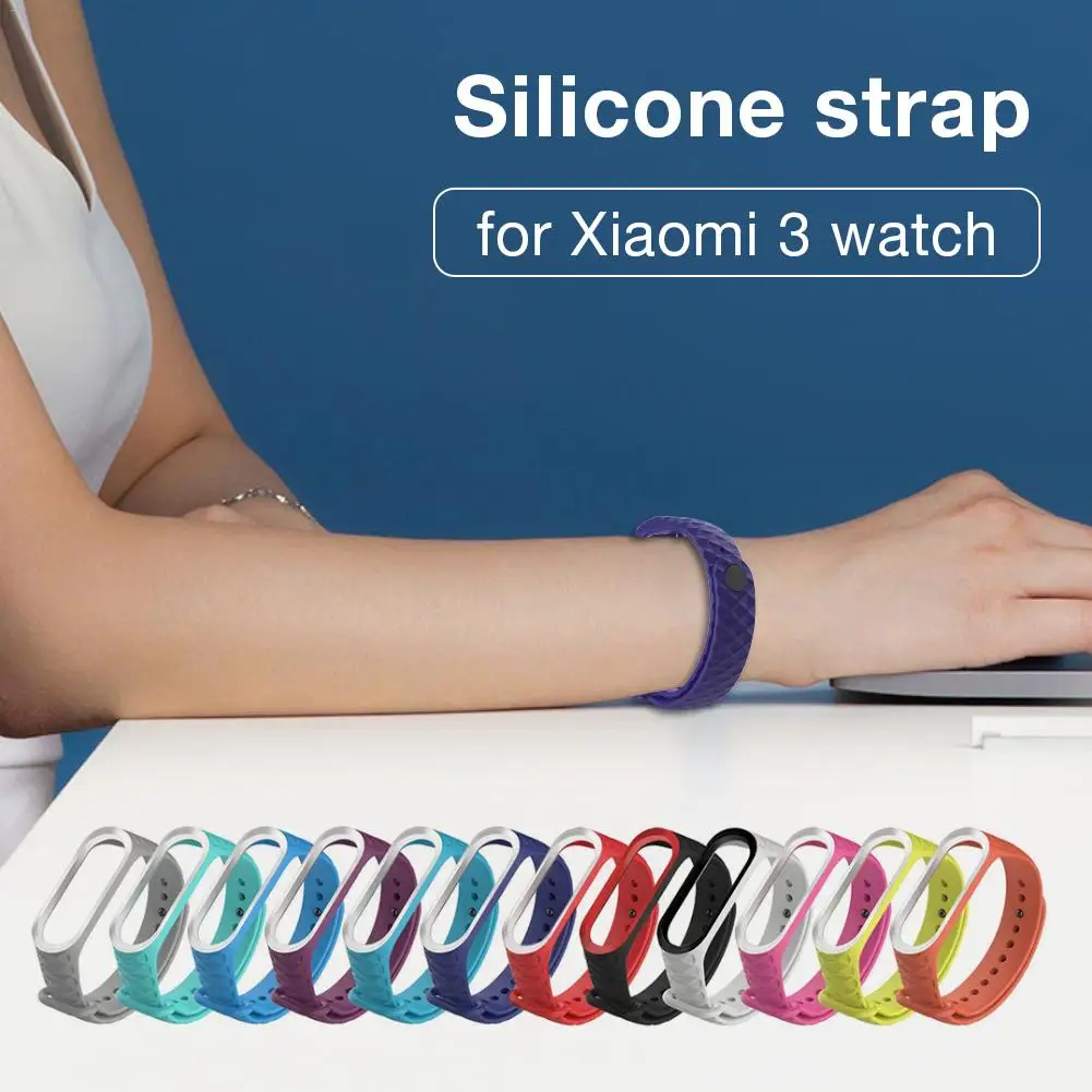 

Replacement Wrist Strap for Mi Band 3 Miband 4 Bracelet Silicone Colorful Texture Replacement Wristband for Xiaomi Mi Watch 3/4