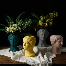 1 шт., креативная Современная декоративная керамическая ваза в скандинавском стиле, керамическая ваза с изображением головы Венеры, искусственный цветочный орнамент в комнате