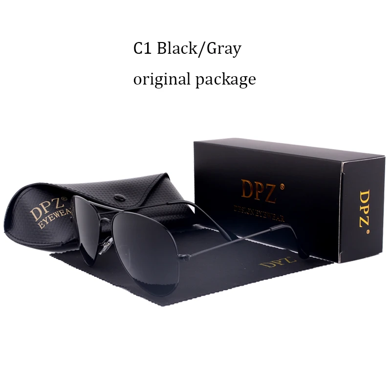 DPZ NEW Glass lenses Gradient women sunglasses men 58mm 3025 Mirror G15 Gafas hot rayeds Brand sun glasses UV400 with case - Цвет линз: 3025 C1