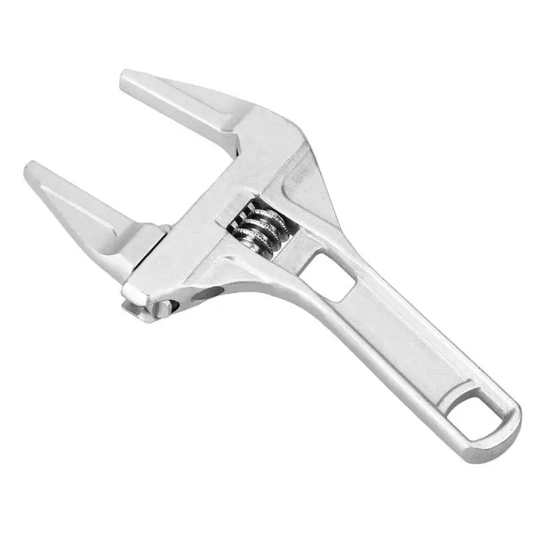 

1pc Adjustable Wrench Snap Grip Wrench Aluminum Alloy Short Shank Large Opening Wrench Spanner Universal Bathroom Repair Tools