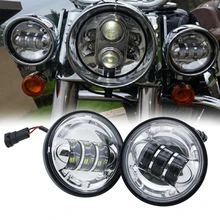 2 adet krom/siyah 4.5 inç LED Passing işık Spot sürüş lambası LED sis farları için Harley motosikletler 4.5 "Işıklar