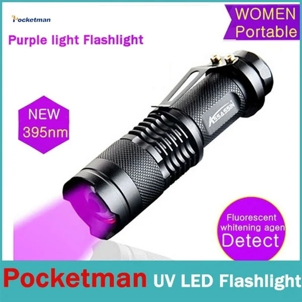 

395nm Led UV Flashlight Torch Light Ultra Violet Light Blacklight UV Lamp For Marker Checker Detection GQ999