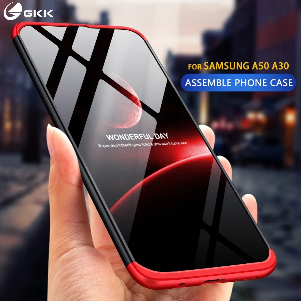 GKK Оригинальный чехол для Samsung galaxy A50 360 полноразмерный 3 в 1 жесткий матовый из