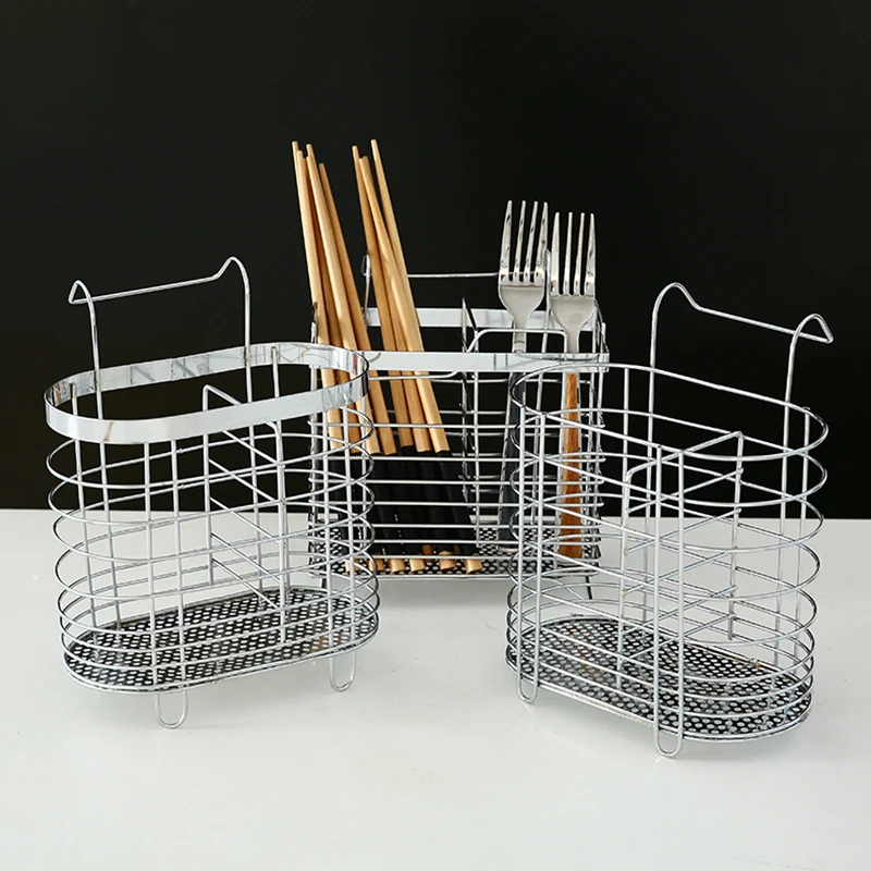 Stainless steel hanging chopstick cage round fork spoon holder rack reinforced kitchen supplies shelves cutlery organizer