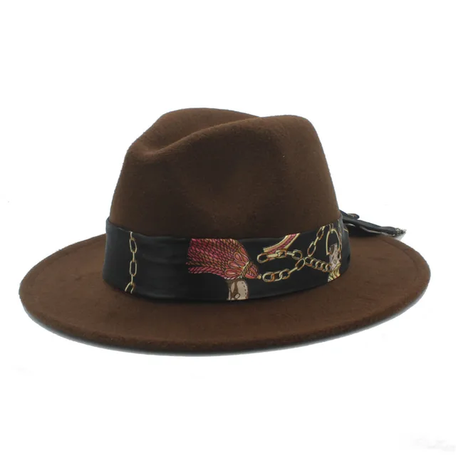 Jack/&Arrow Fedora per Uomo Cappello Panama Gangster in Feltro di Lana a Tesa Larga Regolabile Vintage