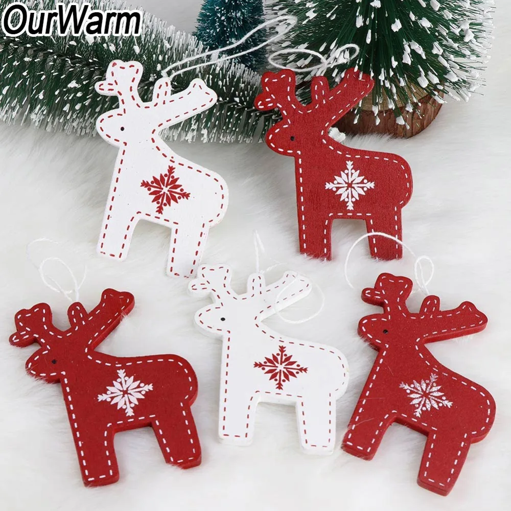

OurWarm 10Pcs Wooden Tags with Hemp Rope Christmas Tree Ornaments DIY Craft New Year Gift Tags for Rustic Christmas Decoration
