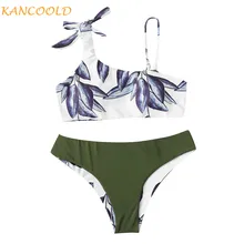 KANCOOLD Clothes Women Leaves Print Sling Bandage Swimwear Women Bikini Set Summer Beachwear Bathing Sexy Split Swimsuit Female