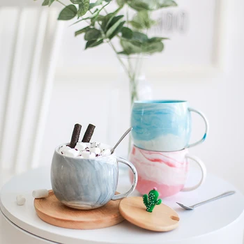 

Marbling Creative Ceramic Mug Simple Unique Gift Mug Milk Coffee Tea Breakfast Porcelain Couple Cups Home Office Drinkware