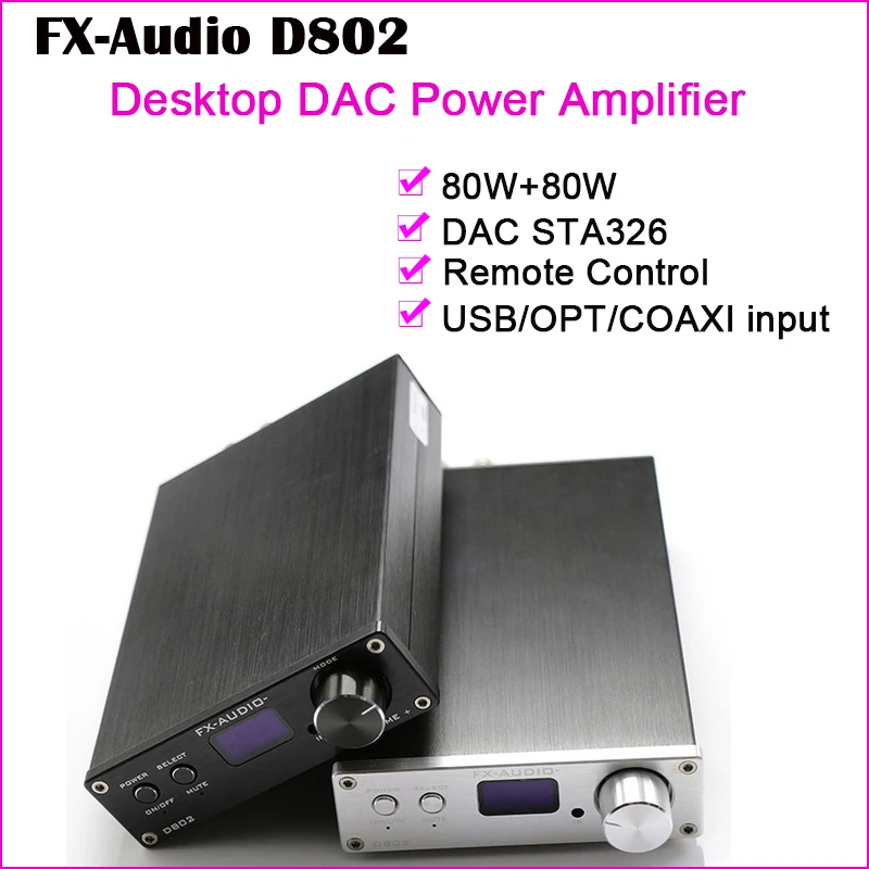 

FX-Audio D802 Hifi DAC Power Amplifier Audio USB DAC Amp STA326 Amplifier Home Digital Amplifier USB / Optical / Coaxial input