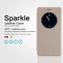 Nillkin Sparkle Luxury PU Leather Case Smart Window Hard Plastic Back Cover For Lenovo Vibe K5 Note Pro A7020 Flip Cover Case