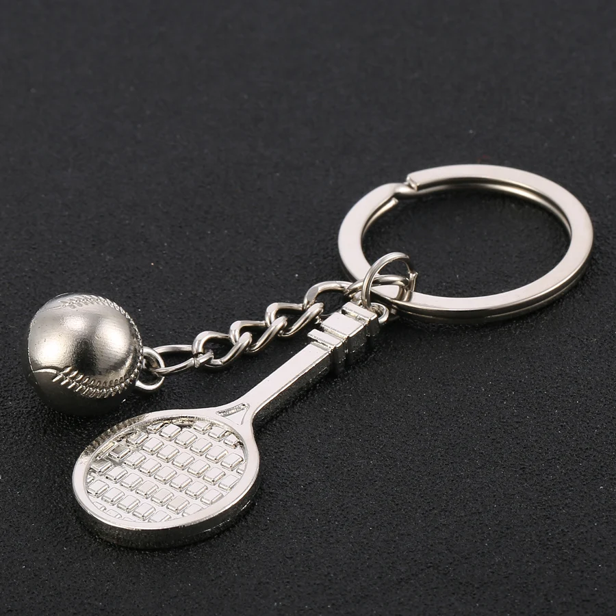 10PCS Novelty Fashion Tennis Keychain Alloy Sports Keyring Car keyfobs