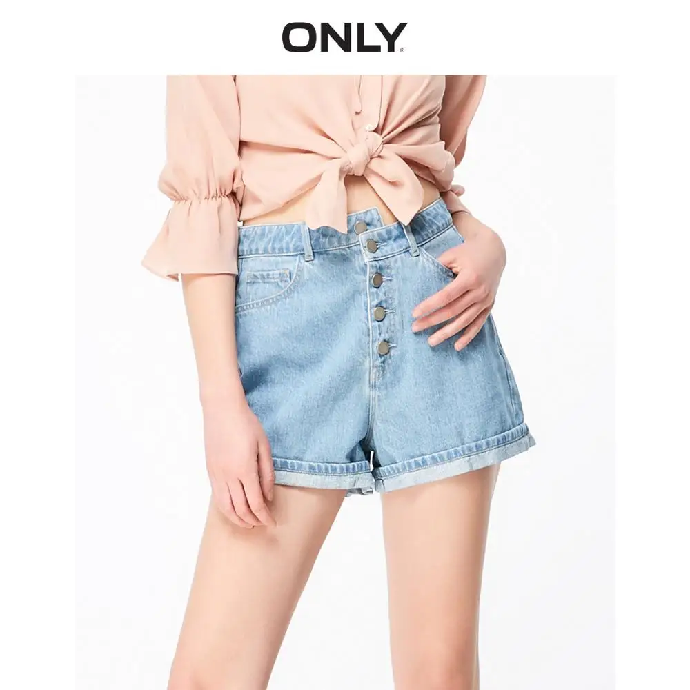 

ONLY 2019 Spring Summer New Women's Loose Fit High-rise Denim Shorts |119143508