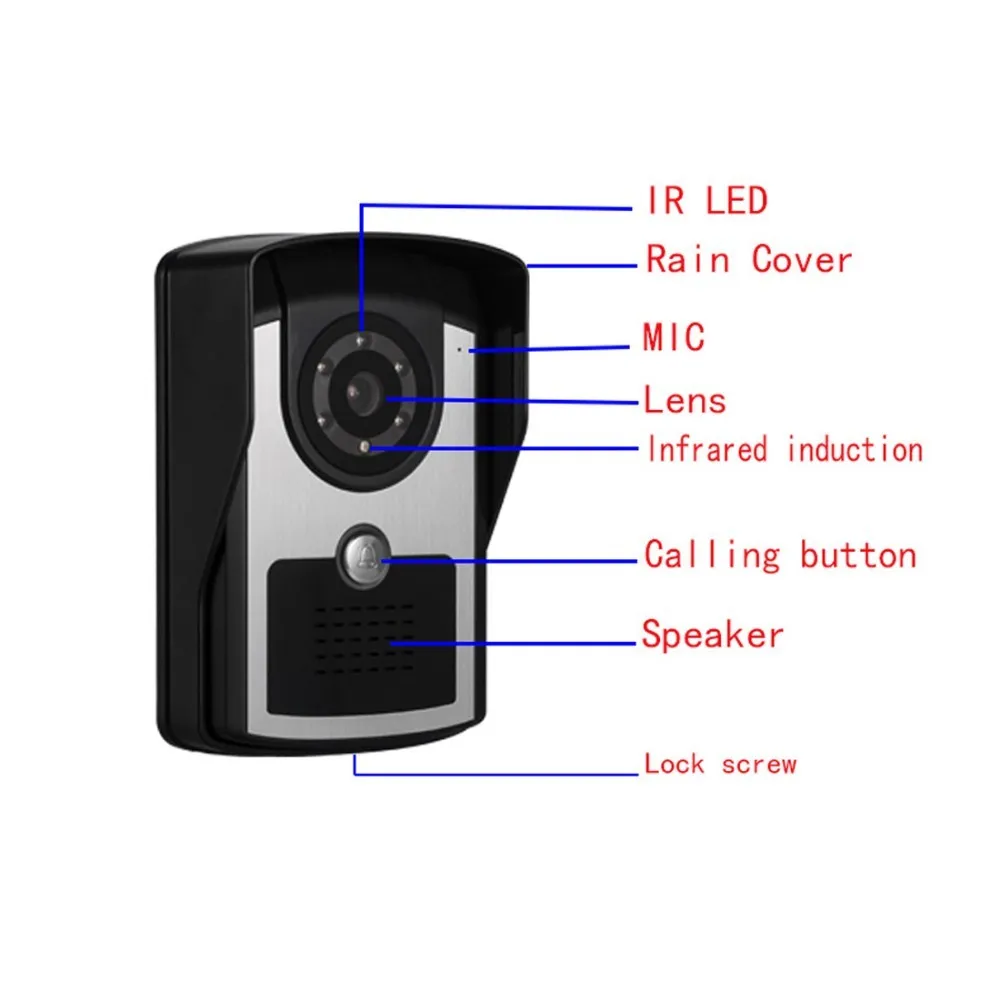 Хорошее качество IP64 Qaterproof 7 дюймов видео дверной звонок наружная камера 7 "TFT цветной экран монитор домофон контроль доступа 816FC13