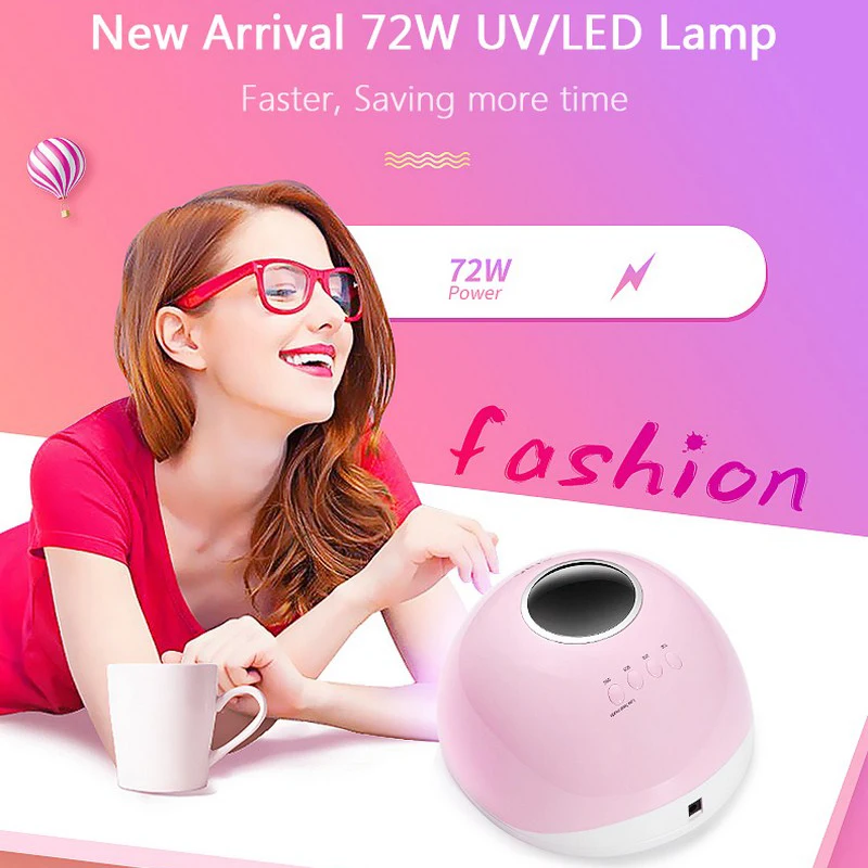 Online 54 72 48 36 W UV Kuku Lampu Lampu LED untuk Manikur Kuku Pengering untuk Semua Gel bahasa Polandia dengan Infrared Sensing 10 30 60 S LCD Display