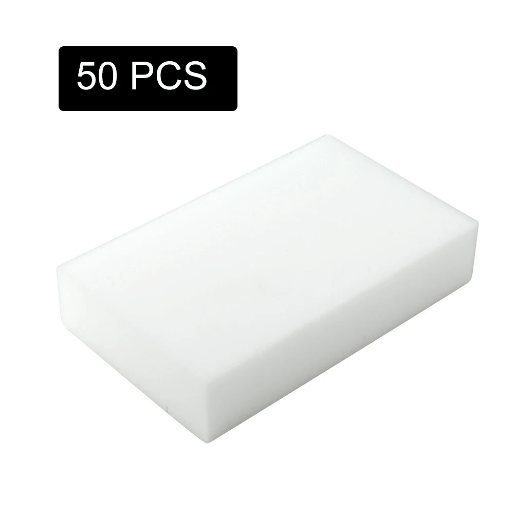 KKMOON 100 шт./лот белая волшебная губка Ластик Меламиновый очиститель Многофункциональные кухонные инструменты для уборки ванной комнаты моющая губка - Цвет: 50 PCS