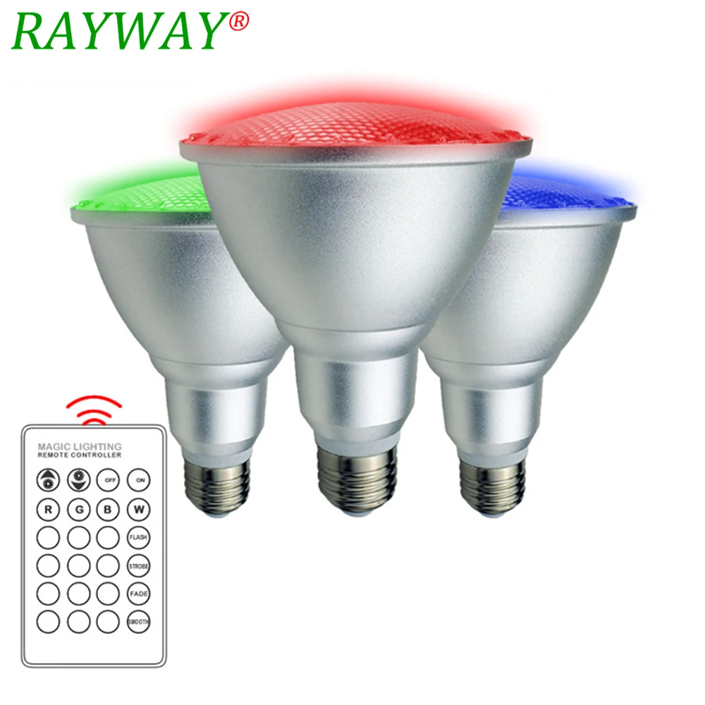 

RAYWAY PAR38 E27 10W 20W RGB led spot light RGB AC85-265v dimmable Umbrella led bulb light with remote controller led bulb lamp